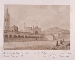 Uitzicht op de kerk van Baracano, Bologna, naar Basatti, 1814